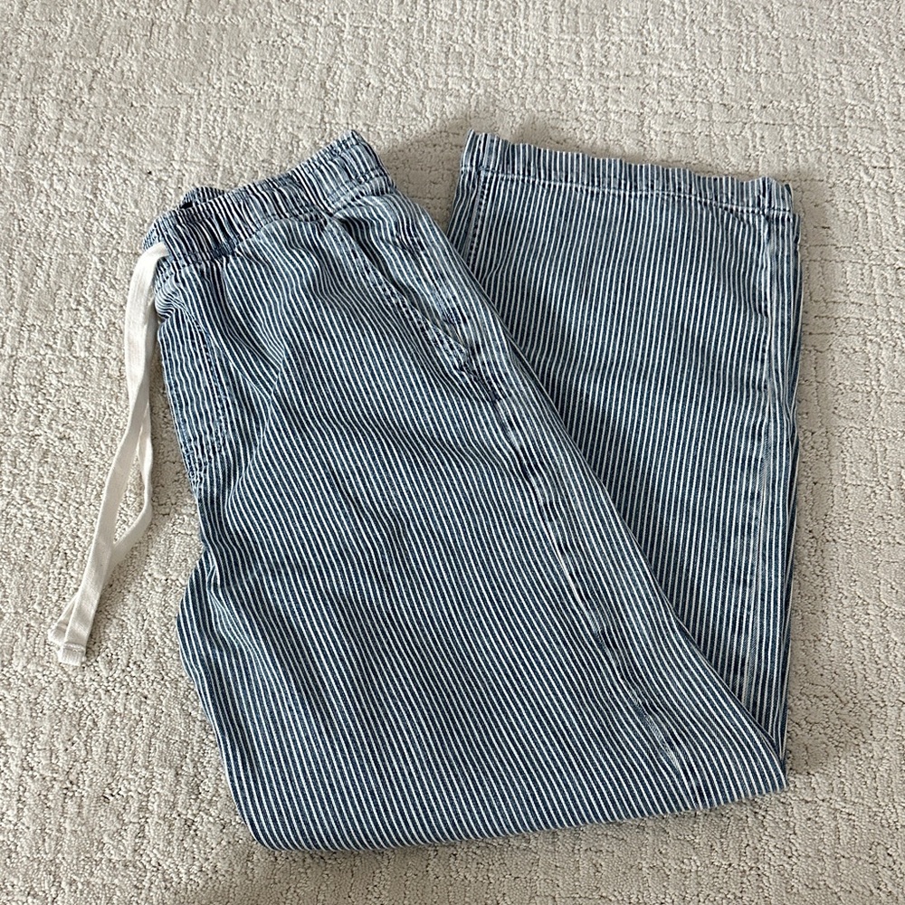 GAP Blue and White Striped Drawstring Pants